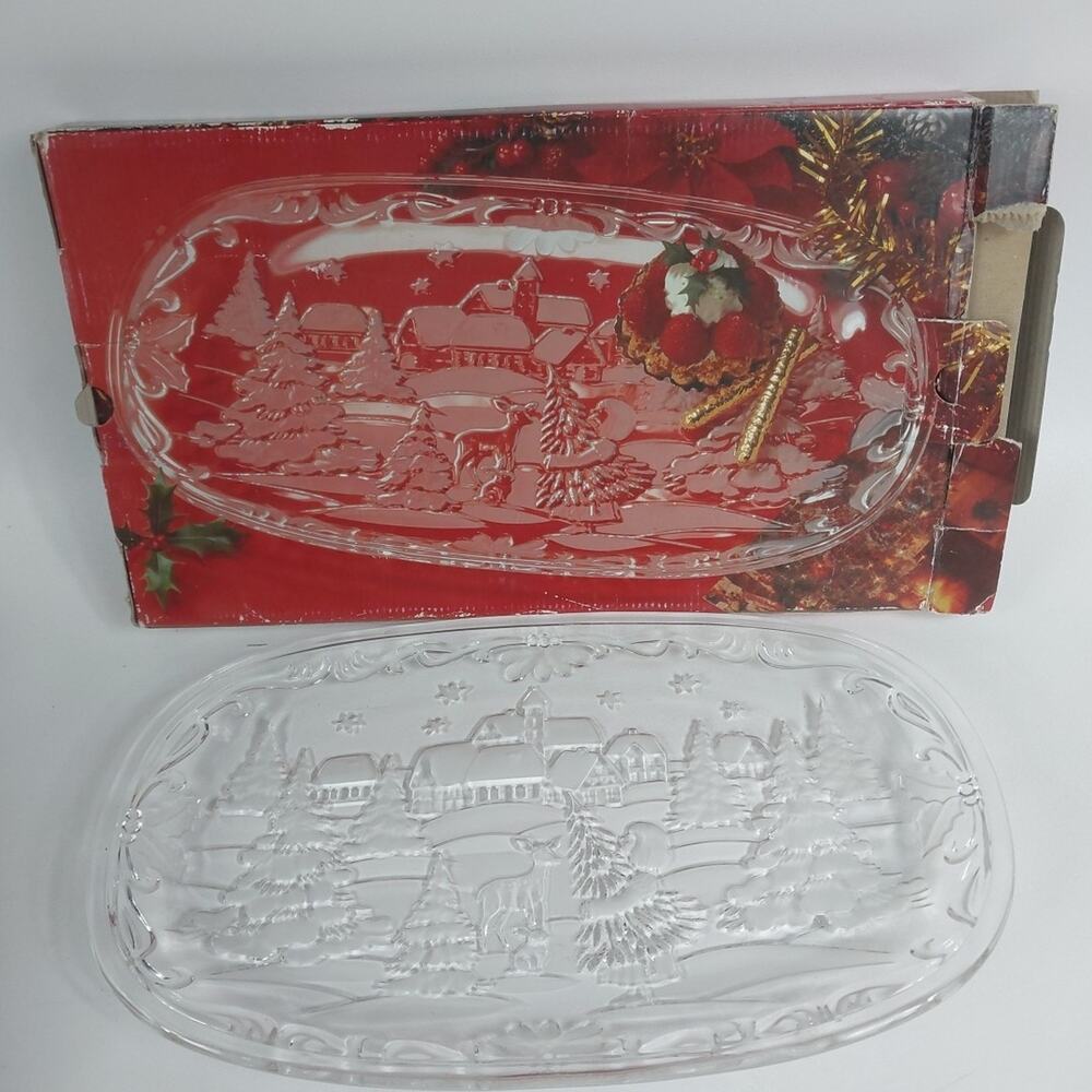 Mikasa Christmas Carol Canape Cookie Glass Platter SA 839/349 15 1/2" Germany
